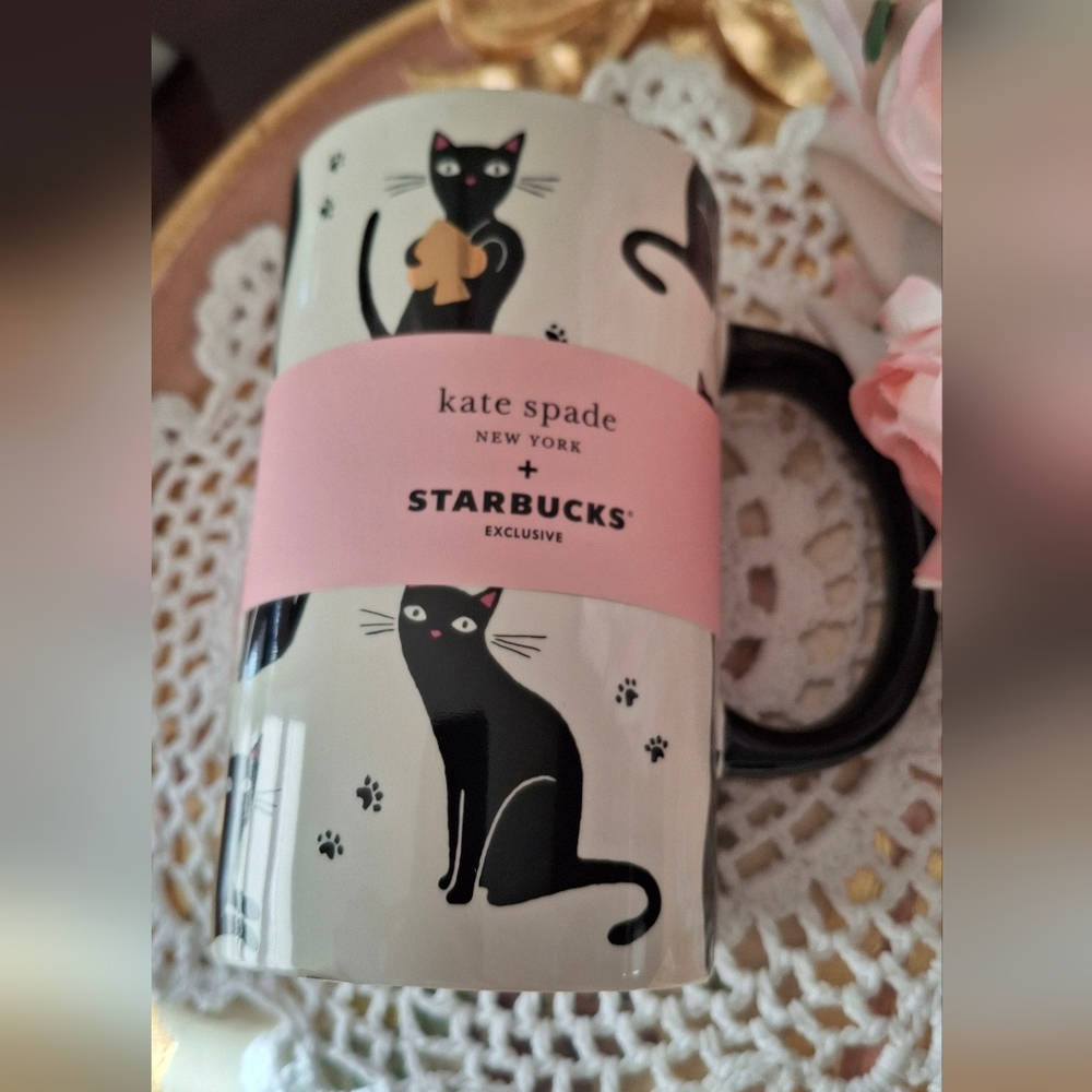 Starbucks x Kate Spade collaboration Black Cat Mug 355ml - Picture 2 of 6
